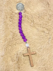 Frosted Glow Pocket Rosary - St. Benedict Protection Medal