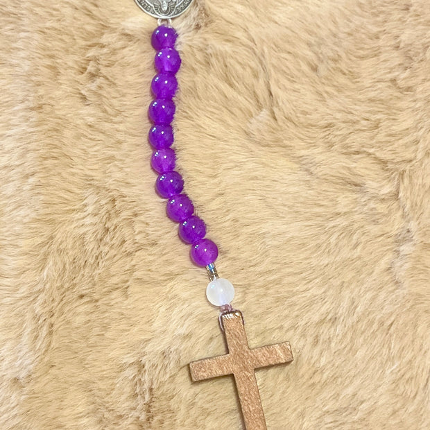 Frosted Glow Pocket Rosary - St. Benedict Protection Medal