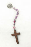 Assorted Marble & Candy Swirl Pocket Rosary - Wood Cross