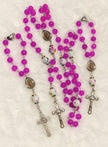 Fuchsia Glass & Confetti Porcelain 3-Piece Rosary Gift Set