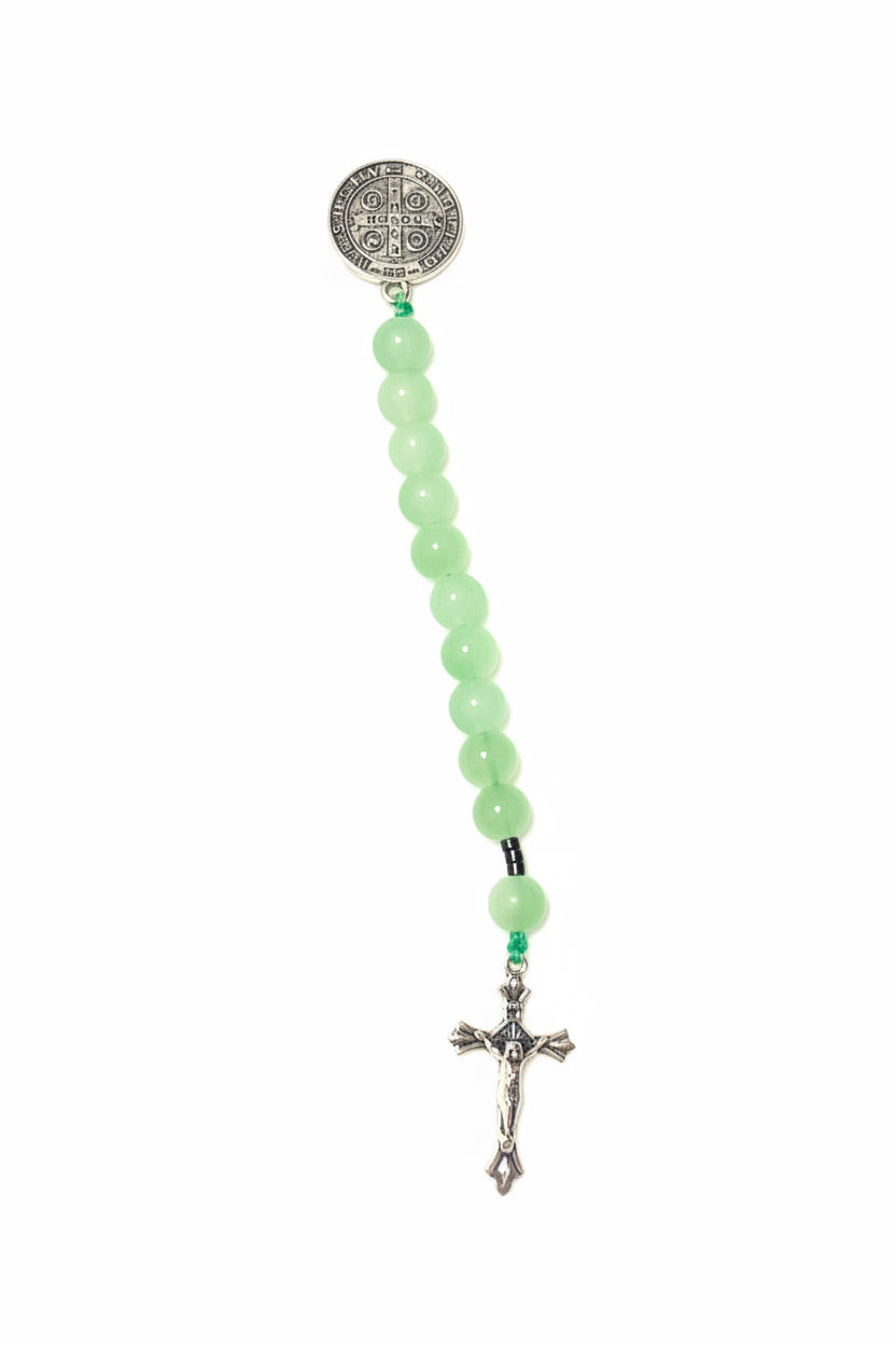 Frosted Glow Pocket Rosary - St. Benedict Protection Medal