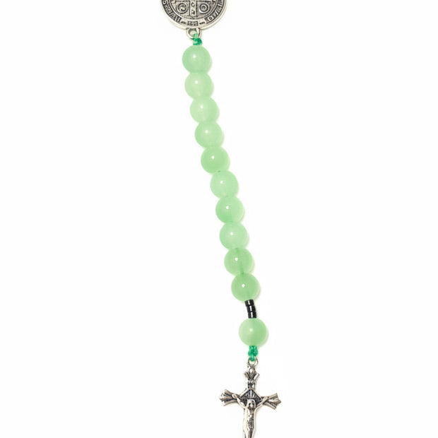 Frosted Glow Pocket Rosary - St. Benedict Protection Medal
