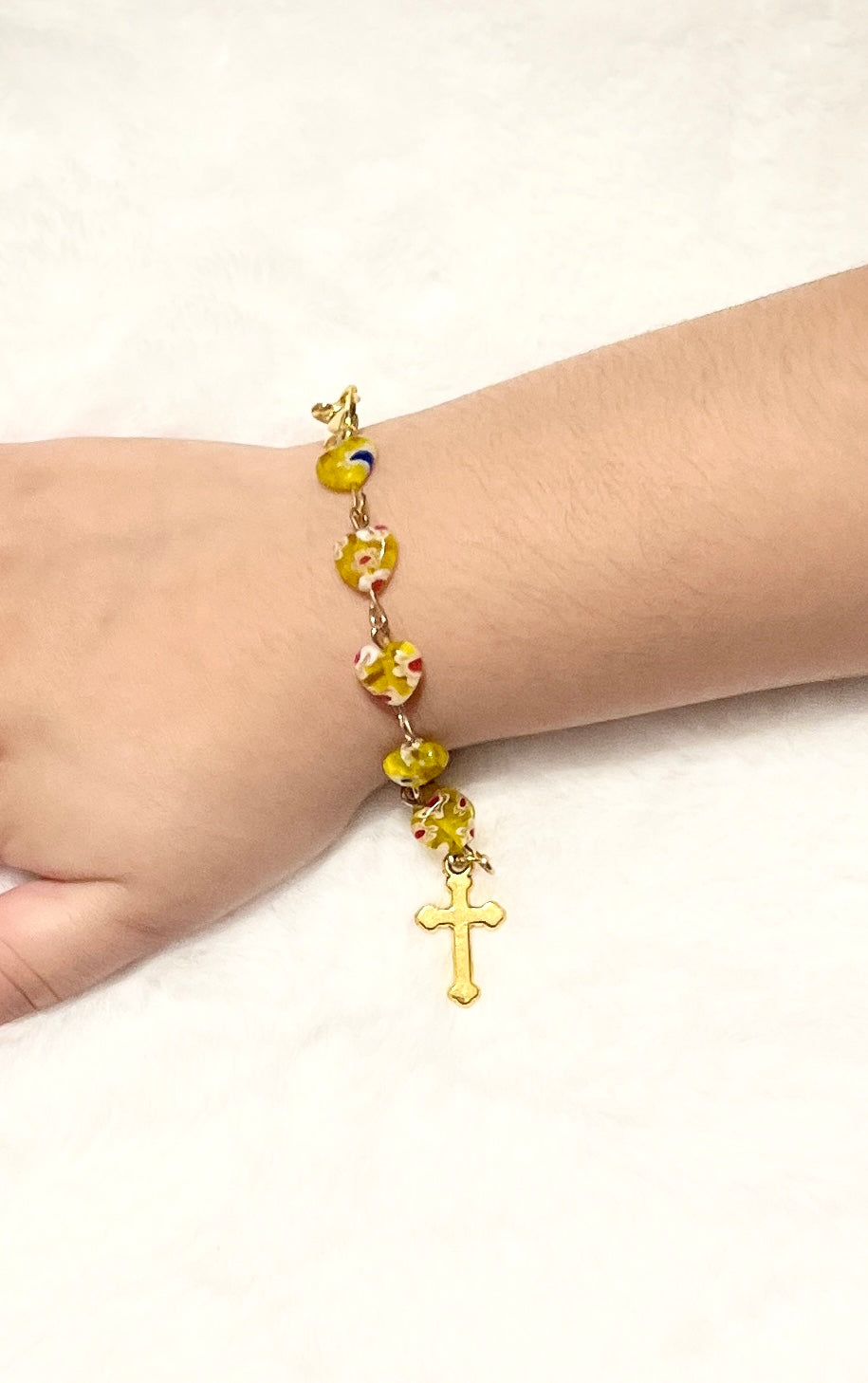 Confetti Glass Heart Rosary Bracelet - Pick Your Style