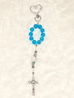Sky Blue & Floral Porcelain 3-Piece Rosary, Bracelet & Keychain Gift Set