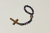 Amethyst Style Pocket Rosary - St. Benedict Wood Cross