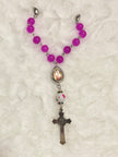 Fuchsia Glass & Confetti Porcelain 3-Piece Rosary Gift Set