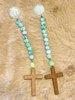 Assorted Marble & Candy Swirl Pocket Rosary - Wood Cross