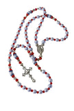 Baby Blue & Red Crystal Rosary - Miraculous Medal