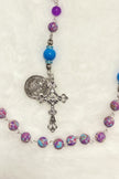 Purple Sea Sediment Jasper & Cobalt Blue Glass Rosary