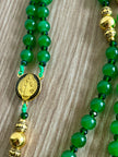 Emerald Green Glass & Gold-Plated Traditional Rosary