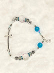 Sky Blue & Floral Porcelain 3-Piece Rosary, Bracelet & Keychain Gift Set