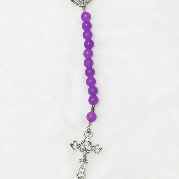 Frosted Glow Pocket Rosary - St. Benedict Protection Medal