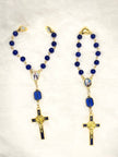 Cobalt Blue Glass Pocket Rosary - Magnetic Clasp & Blue Enamel Cross