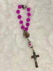 Fuchsia Glass & Confetti Porcelain 3-Piece Rosary Gift Set