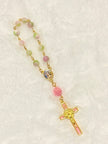 Julianna's Collection: Pastel Chalcedony Pocket Rosary - Pink Rose Bead