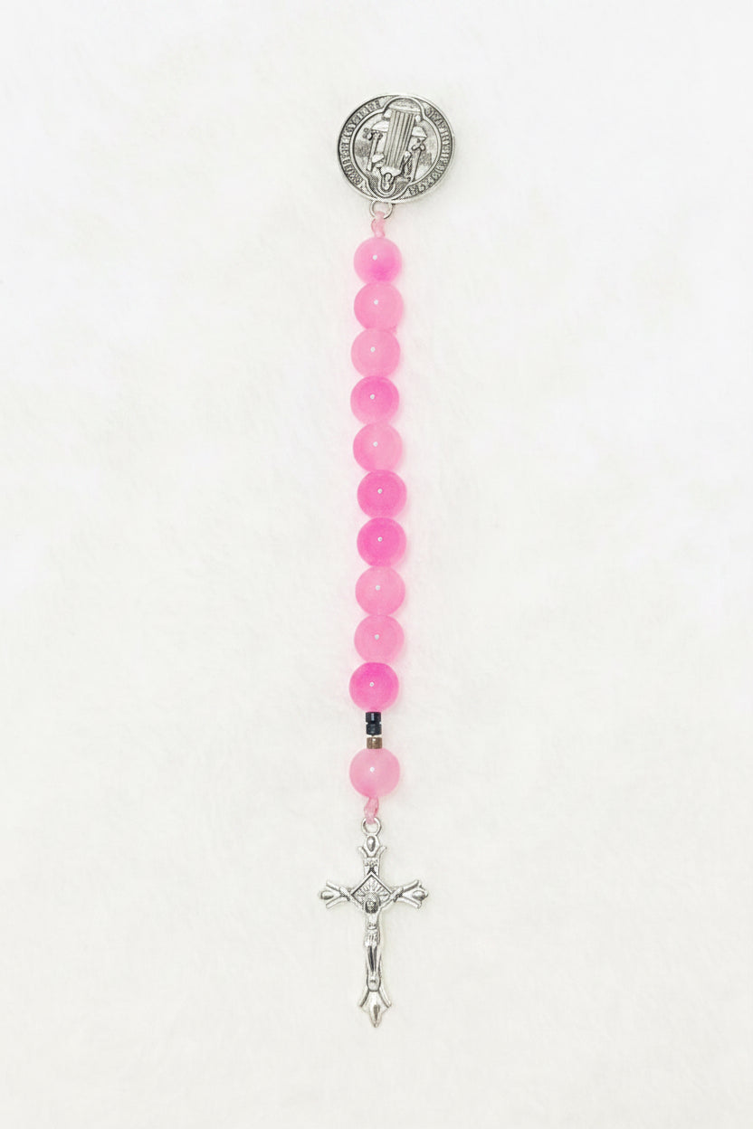 Frosted Glow Pocket Rosary - St. Benedict Protection Medal
