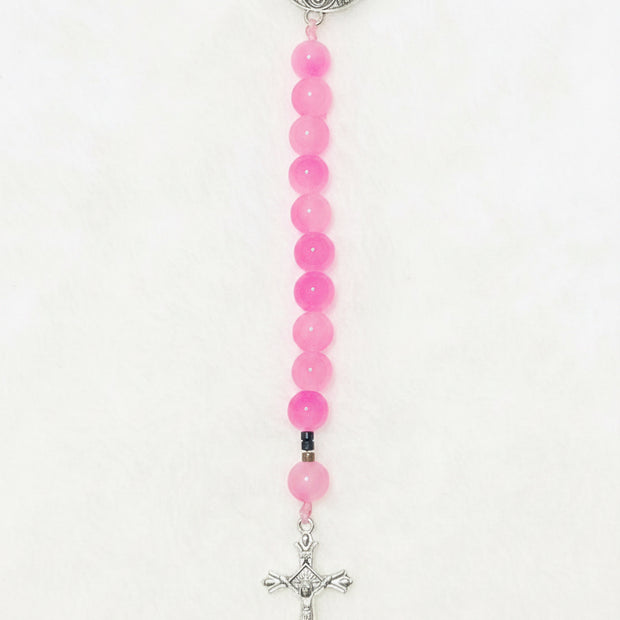Frosted Glow Pocket Rosary - St. Benedict Protection Medal