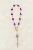 Royal Purple Glass & Floral Porcelain Pocket Rosary