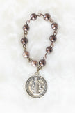 St. Benedict Pearl Mini Finger Rosary Ring - Pick Your Color