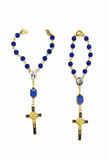 Cobalt Blue Glass Pocket Rosary - Magnetic Clasp & Blue Enamel Cross